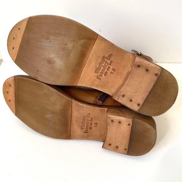 Vintage Foundry Co Regine Brown Leather Zipper Boots size 7.5 - Picture 8 of 10